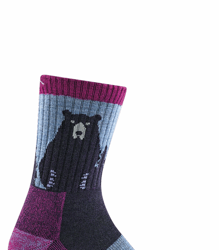 Darn Tough Bear Town Micro Crew Lightweight with Cushion Purple