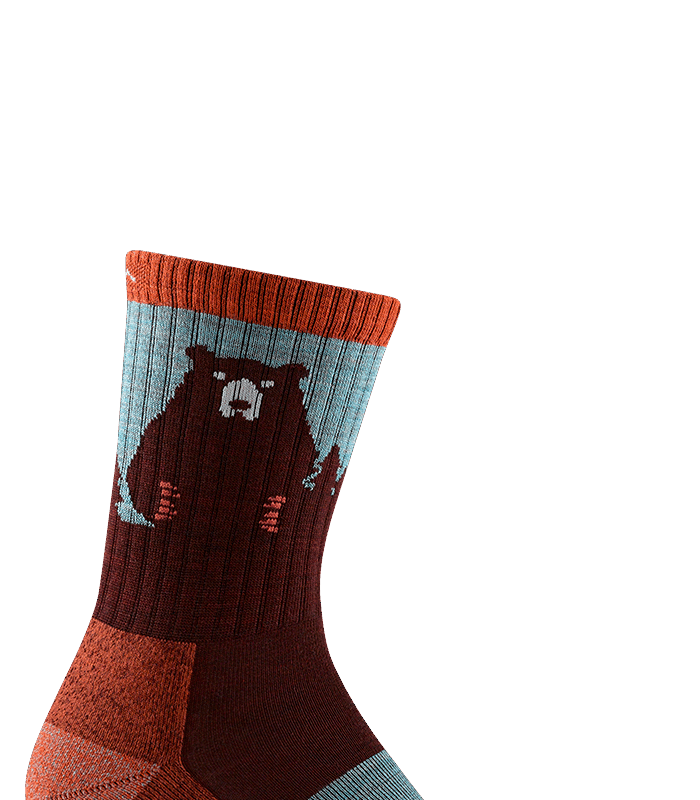 Darn Tough Bear Town Micro Crew Lightweight with Cushion Burgundy