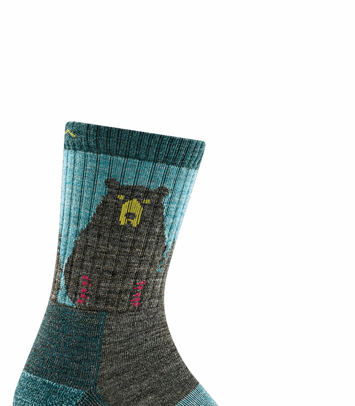 Darn Tough Bear Town Micro Crew Lightweight with Cushion Aqua