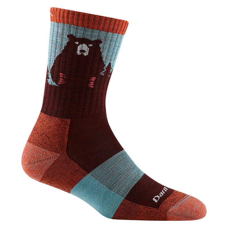 Darn Tough Bear Town Micro Crew Lightweight with Cushion Burgundy